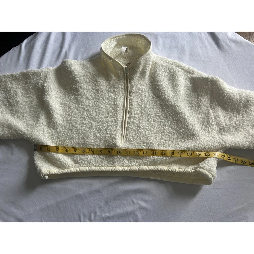 Skims Teddy Cropped Full Zip Fleece Jacket Womens Size S/M Ivory Comfort NWT - Picture 6 of 8